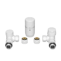 ProOne Radect set radiateur de raccordement 4 avec raccords équerres réglables et raccord de transition avec O-ring - blanc de signalisation RAL 9016
