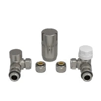 ProOne Radect set radiateur de raccordement 4 avec raccords équerres réglables et raccord de transition avec O-ring - mat brossé