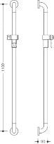 HEWI barre de douche , A=1100,av. coulisseau douche,ø33mm, gris anthracite
