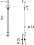 HEWI barre douchette av. coulisseau douche,A=900,BM211.2, blanc pur
