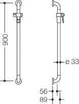 HEWI barre douchette av. coulisseau douche,A=900,BM211.2, blanc pur