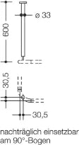 Hewi 801 supp. plafond ,A=600,ø33, BM214 blanc de sécurité