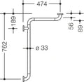 Hewi 801 barre main. douche/baign. ,W1=762,W2= 474,BM211.3, blanc pur