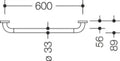 Hewi 801 barre de maintien ,A=600mm, BM211.2 blanc de sécurité