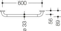 Hewi 801 barre de maintien ,A=600mm, BM211.2 blanc de sécurité