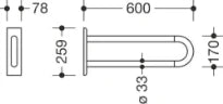 HEWI barre d`appui ,L=600mm blanc pur