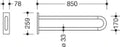 HEWI barre d`appui ,L=850mm blanc de sécurité