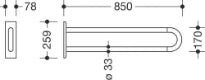 HEWI barre d`appui ,L=850mm blanc pur