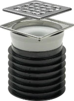 Viega Advantix insteekafvoer met RVS opzetrooster 100 x 100 mm draaibaar met lippendichting 100 mm (afvoer 0,75 l/s)