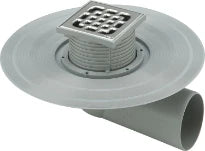 Viega Advantix terrasafvoer met RVS opzetrooster 100 x 100 mm draaibaar horizontale afvoer 75 mm