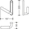 HEWI barre de maintien avec plaque, droite, LifeSystem, umbra