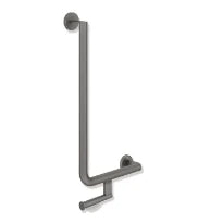 HEWI L-barre main.coud. ,poud. kit ult., A1=600,W1=300,Ø32,dr., gris foncé mat