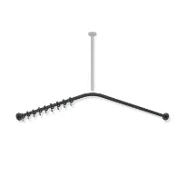 HEWI tringle à rideau , Ø25 A1/A2=983, 20 anneaux, poudre, noir mat