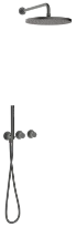 Procasa Vivo kit de finition pour thermostat de douche avec onduler & douchette & tête de douche 300 mm mural - Gun Metal PVD - acier mat PVD