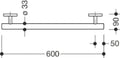 Hewi 800 K barre de maintien ,L=600mm, BM1263.2 blanc de sécurité