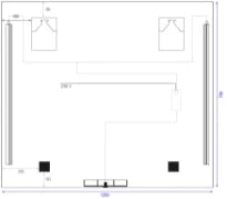 Procasa Universal panneau miroir 1200 x 700 mm - 2 led vertical - avec sensor