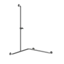 Normbau Inox Care Main courante de maintien avec support de douchette 2062210, 750 x 750 x 1200 mm, gauche, Inox 009