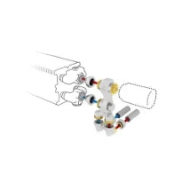 Jaga kit 13 - raccordement vers le mur - départ à l'extérieur - commande en partie basse - monotube - M24 - Jaga Tête de vanne blanc he - raccords bicônes M24 x 15/1 mm