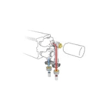 Jaga kit 184 - raccordement vers le sol - départ à l'extérieur - règlement de débit automatique - bitube/monotube - EK3/4 - Tête de vanne manuelle - raccords bicônes EK3/4 x 20/2 VPE/ALU