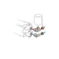 Jaga kit 28 - raccordement à droite vers le mur au sein de l'habillage, commande à distance - M24 - Thermostat mural Jaga Danfoss - raccords bicônes M24 x 15/1 mm