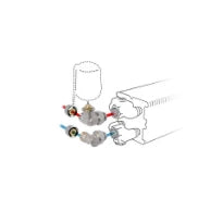 Jaga kit 29 - raccordement à gauche vers le mur au sein de l'habillage, commande à distance - M24 - Thermostat mural Jaga Danfoss - raccords bicônes M24 x 16/2 VPE/ALU