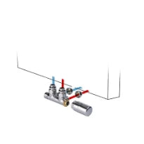 Jaga kit 48 - MM raccordement vers le mur - M24 - Jaga tête de vanne in roestvast staal-look - raccords bicônes M24 x 16/1 mm